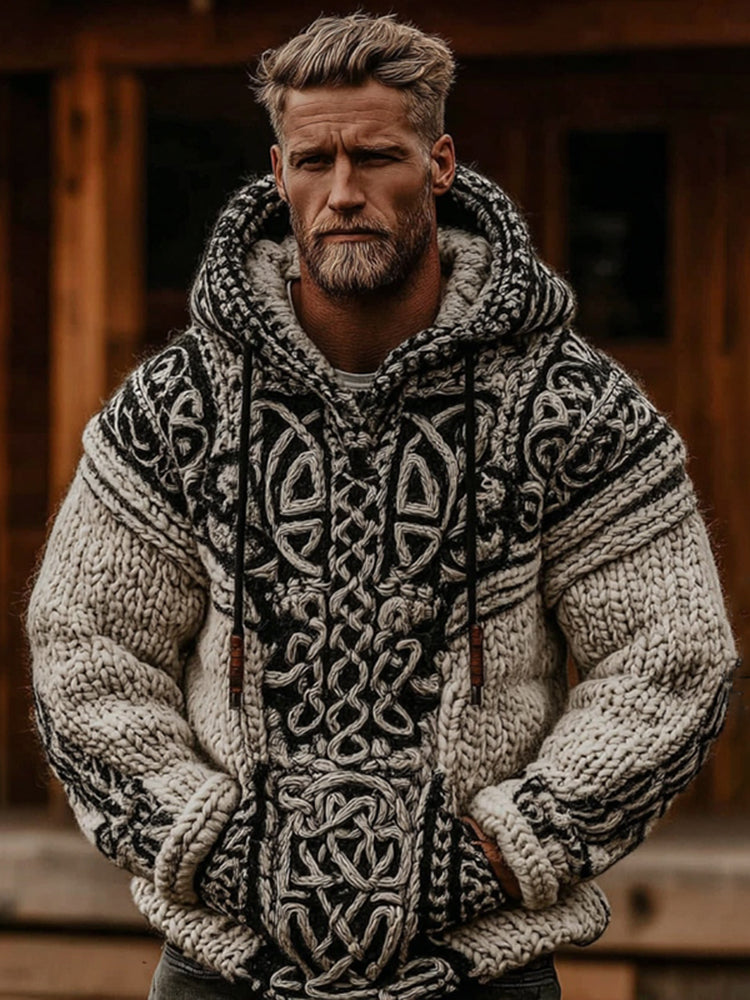 Comstylish Men's Viking Celtic Knot Cozy Casual Hooded Sweater
