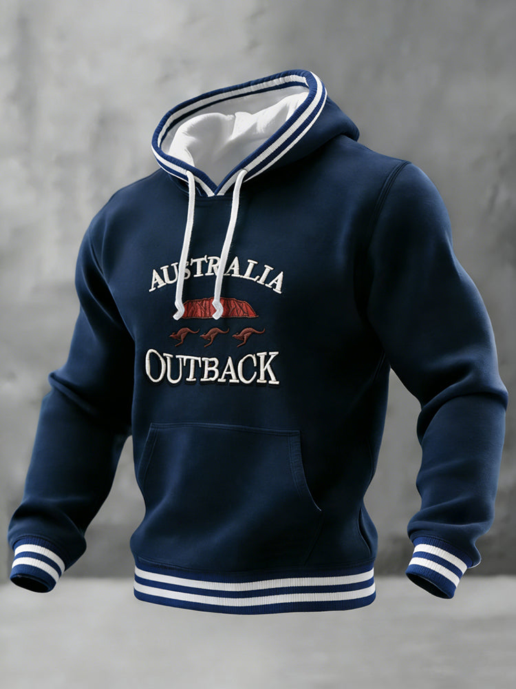 Comstylish Australia Outback Color Block Print Men's Casual Hooded Sweatshirt