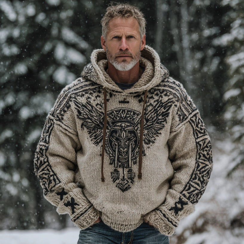 Comstylish Men's Ancient Greek Warrior Helmet Art Casual Hoodie Sweater