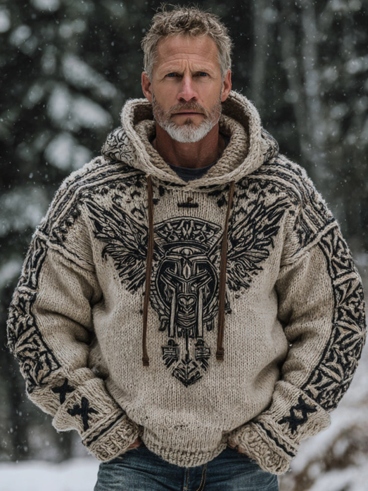 Comstylish Men's Ancient Greek Warrior Helmet Art Casual Hoodie Sweater