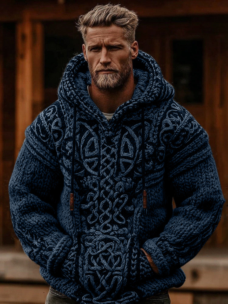 Comstylish Men's Viking Celtic Knot Cozy Casual Hooded Sweater