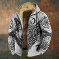 Comstylish Men's Viking Wolf Print Casual Zip Up Jacket