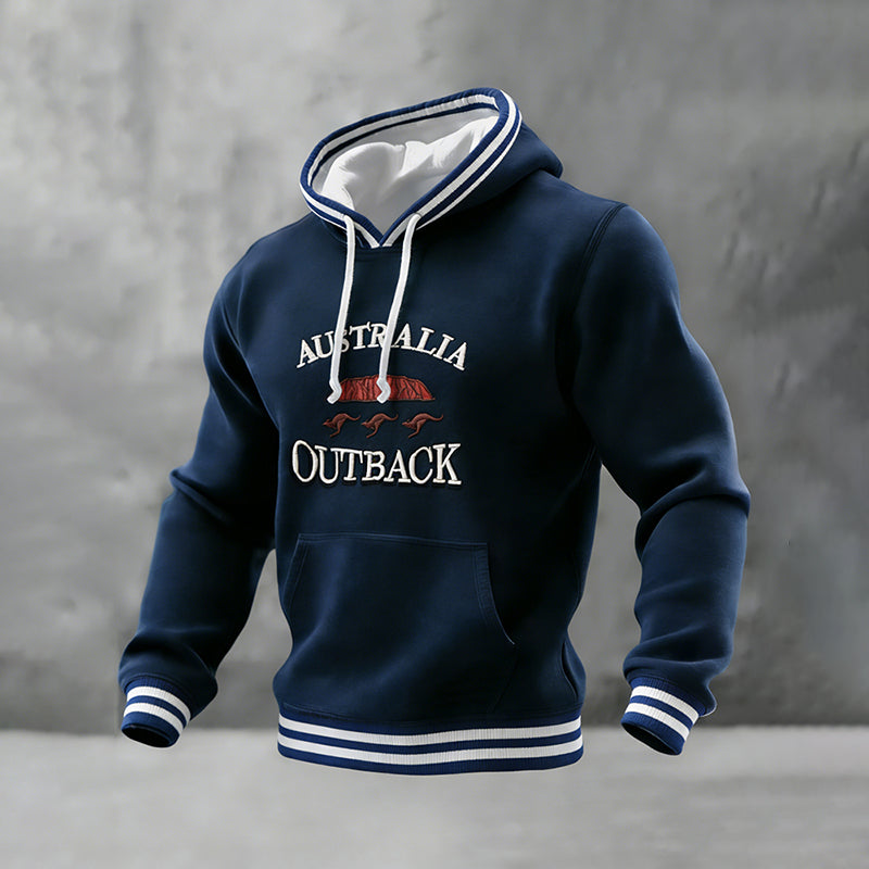 Comstylish Australia Outback Color Block Print Men's Casual Hooded Sweatshirt