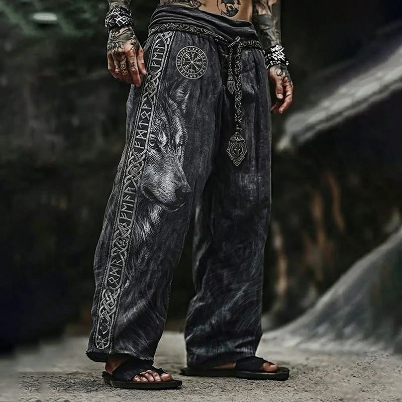 Comstylish Men's Viking Fenrir Totem Celtic Nordic Retro Pants