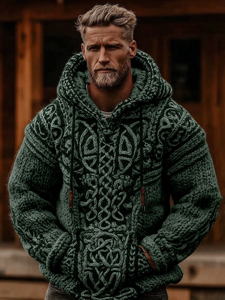 Comstylish Men's Viking Celtic Knot Cozy Casual Hooded Sweater