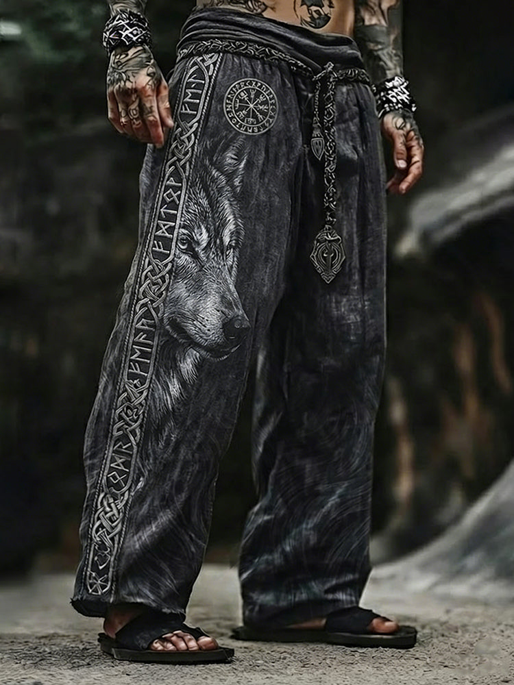 Comstylish Men's Viking Fenrir Totem Celtic Nordic Retro Pants